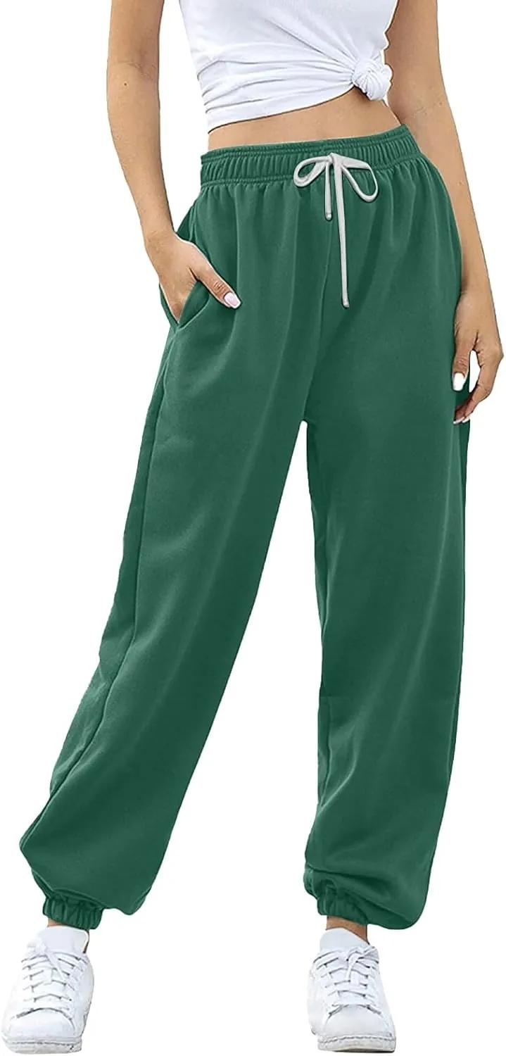Womens Sweatpants High Waisted Baggy Workout Jogger Pants with Pockets Trousers Fall Clothes for Women 2024