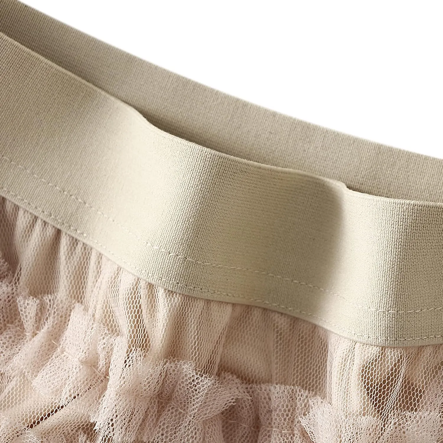 Women's Tulle Long Skirt Elastic Waist Mesh Pleated Maxi Skirt Ruffle Tiered Layered Tulle Tutu Skirt Cake Skirt