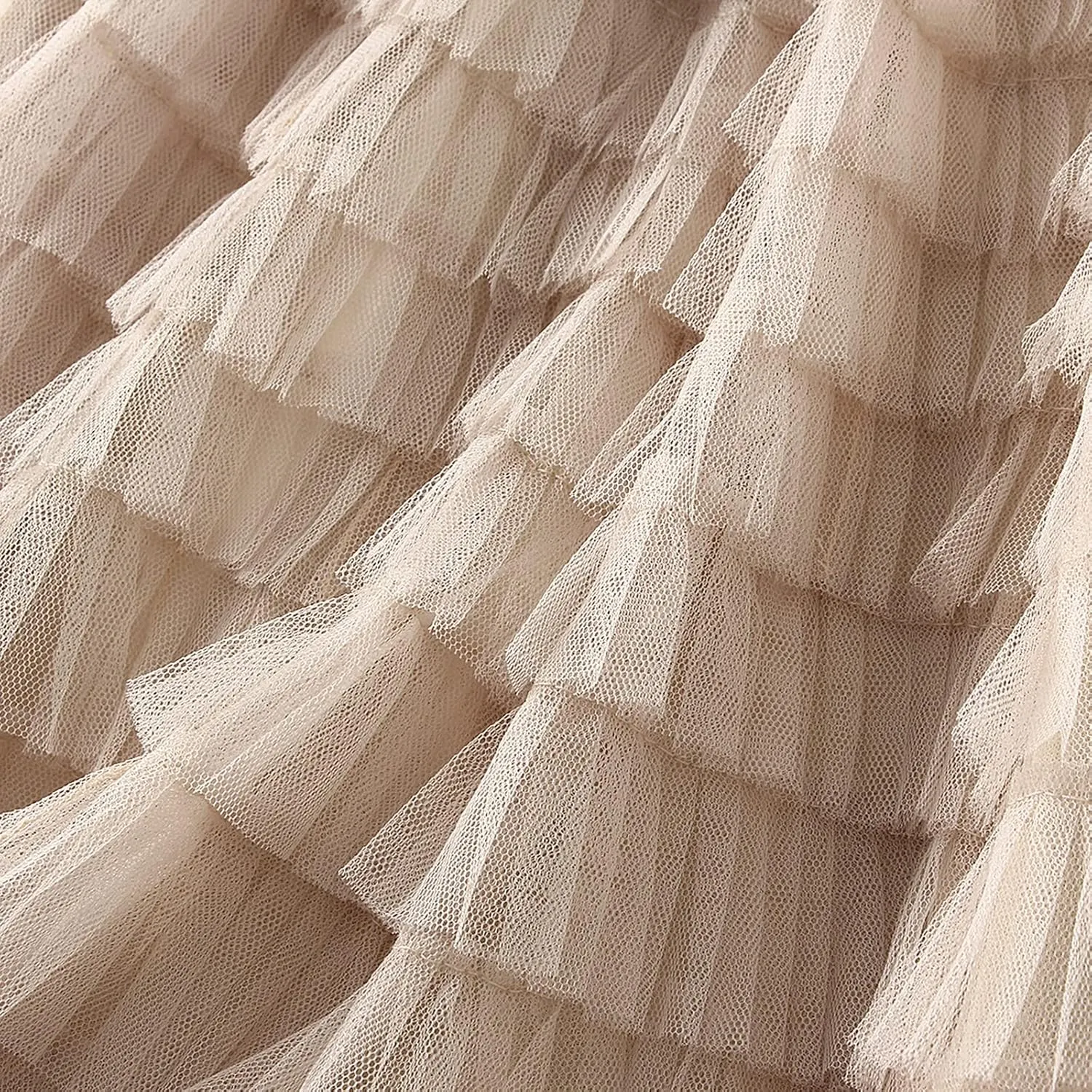 Women's Tulle Long Skirt Elastic Waist Mesh Pleated Maxi Skirt Ruffle Tiered Layered Tulle Tutu Skirt Cake Skirt
