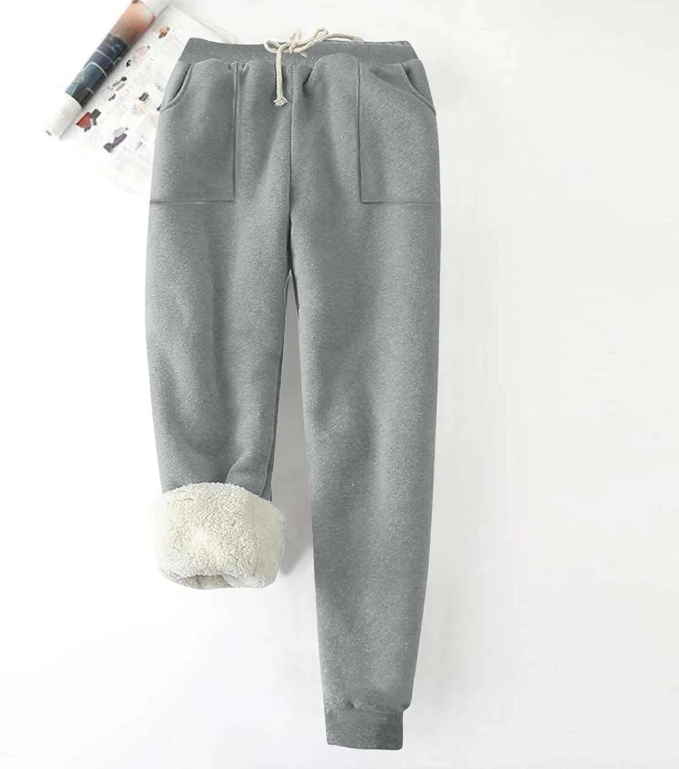 Women's Warm Fleece Lined Pants Plus Size High Waist Casual Sweatpant Solid Color Casual Fall Winter Pants