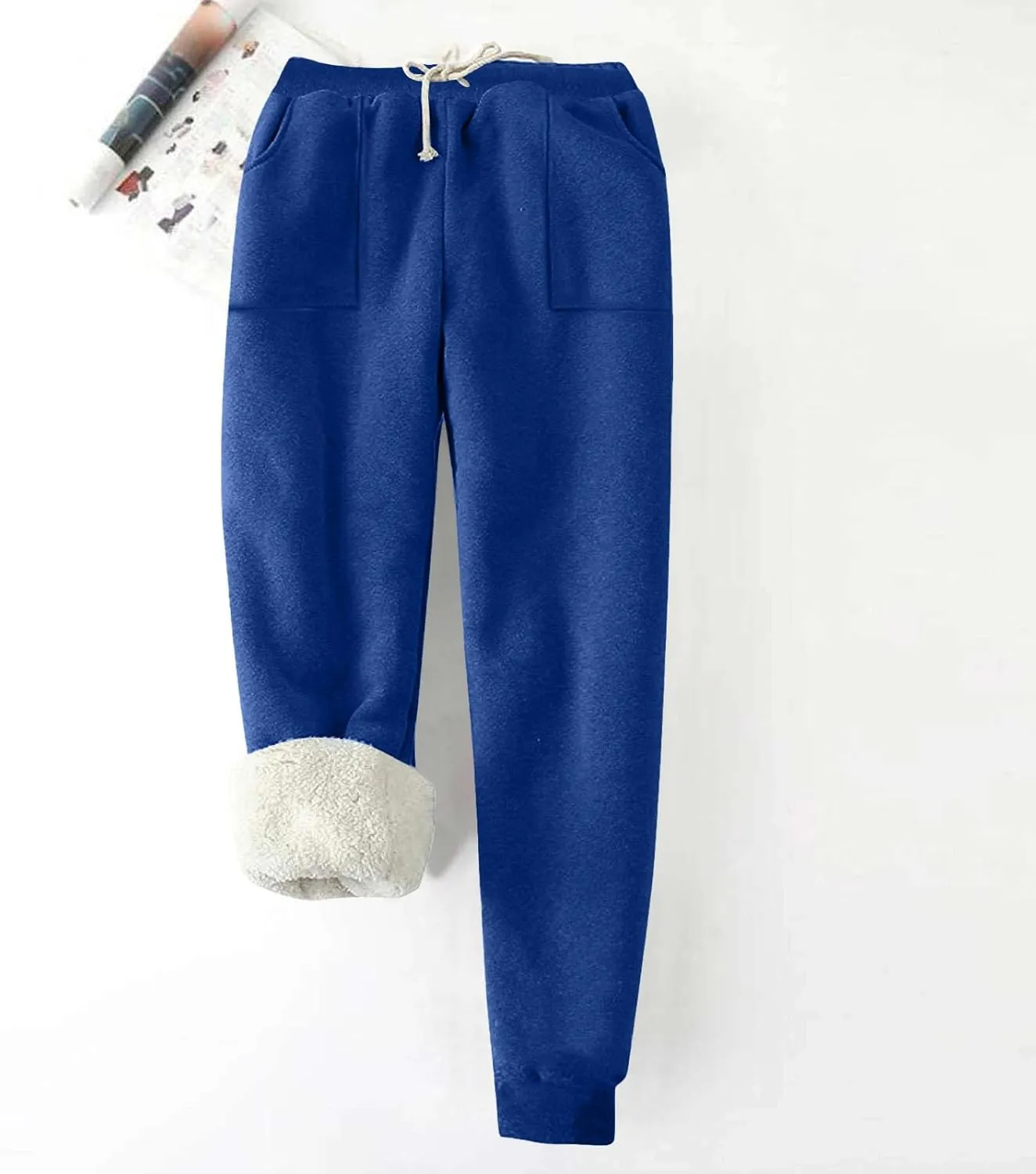 Women's Warm Fleece Lined Pants Plus Size High Waist Casual Sweatpant Solid Color Casual Fall Winter Pants