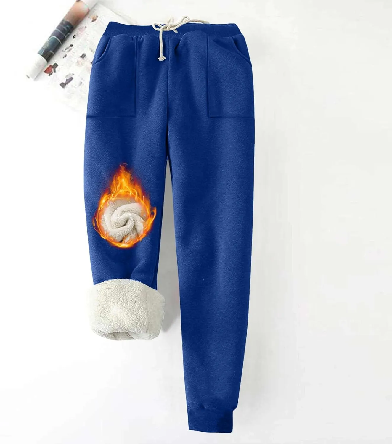 Women's Warm Fleece Lined Pants Plus Size High Waist Casual Sweatpant Solid Color Casual Fall Winter Pants