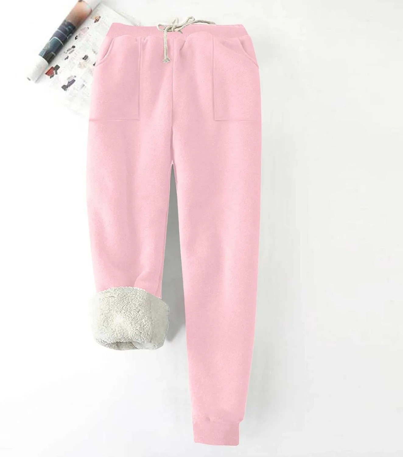 Women's Warm Fleece Lined Pants Plus Size High Waist Casual Sweatpant Solid Color Casual Fall Winter Pants