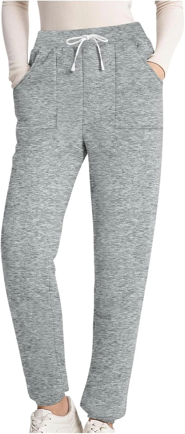 Women's Warm Fleece Lined Pants Plus Size High Waist Casual Sweatpant Solid Color Casual Fall Winter Pants