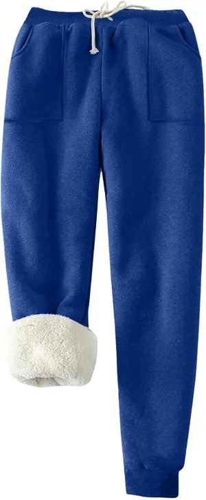 Women's Warm Fleece Lined Pants Plus Size High Waist Casual Sweatpant Solid Color Casual Fall Winter Pants