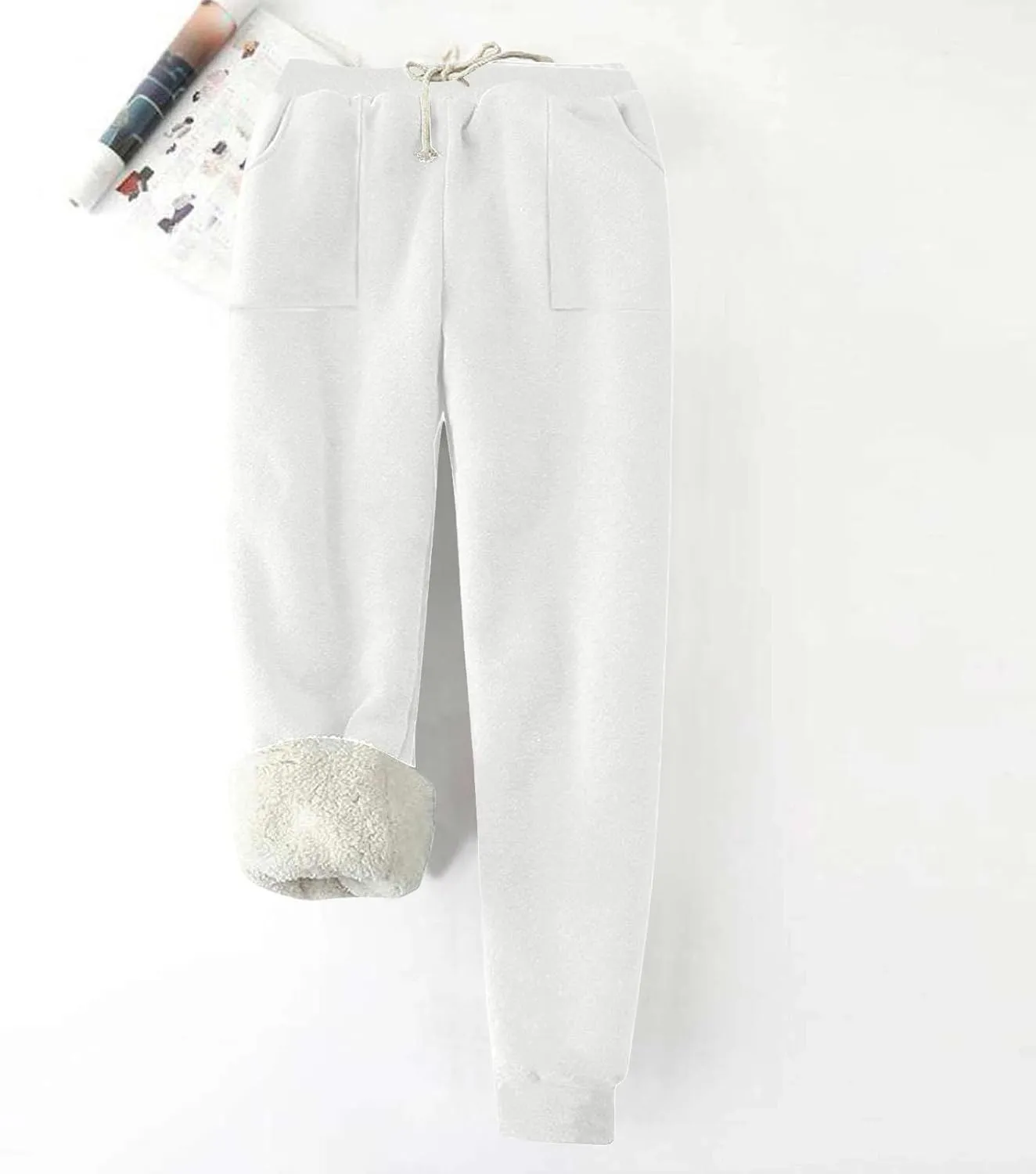 Women's Warm Fleece Lined Pants Plus Size High Waist Casual Sweatpant Solid Color Casual Fall Winter Pants