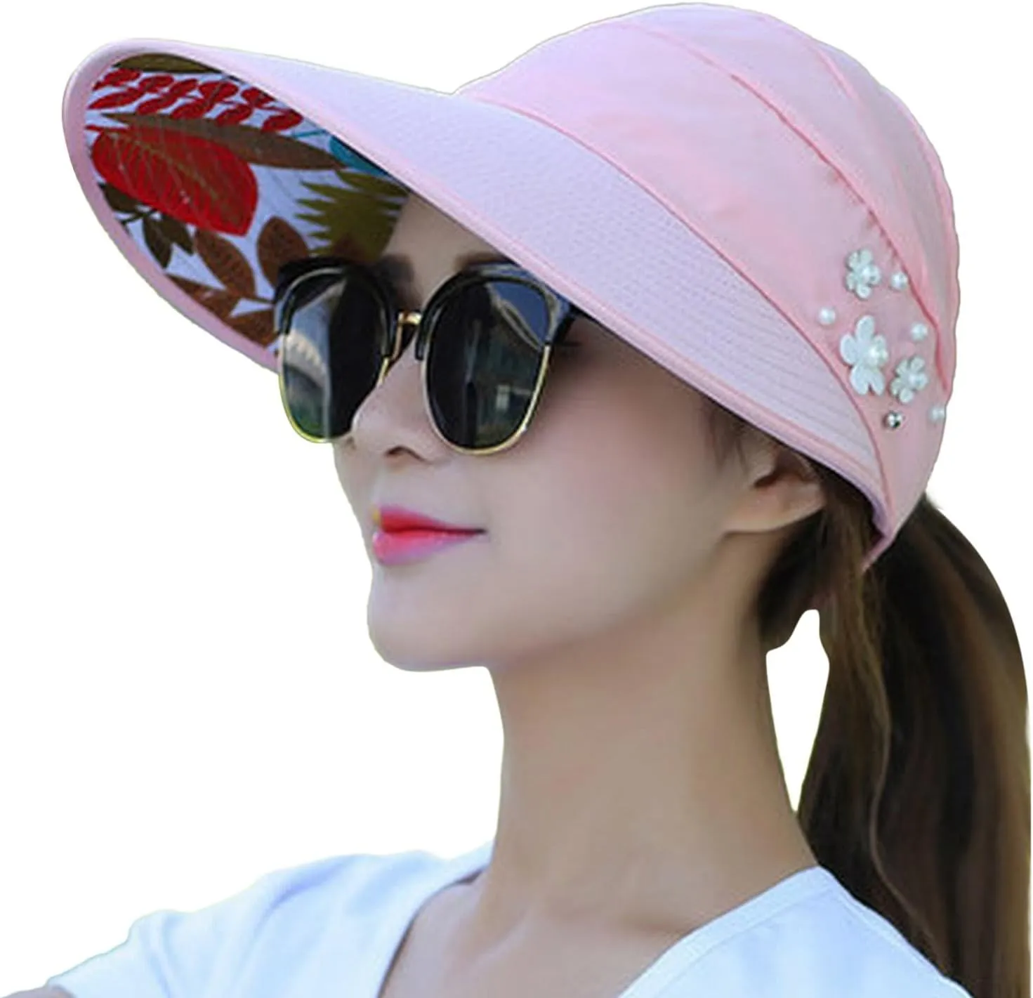 Womens Wide Brim Sun Hats Foldable Beach Bucket Hats Outdoor Fishing Hat Bucket Cap for Beach Fishing Hiking