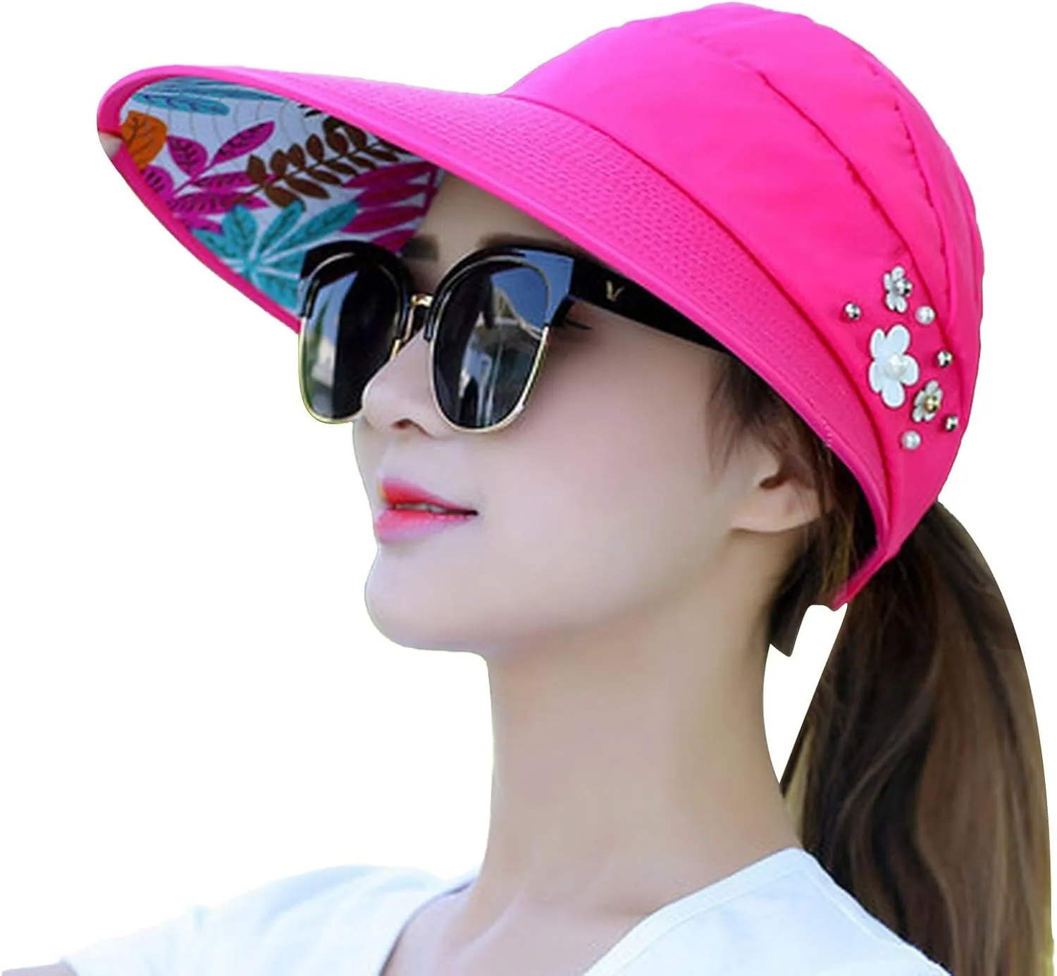 Womens Wide Brim Sun Hats Foldable Beach Bucket Hats Outdoor Fishing Hat Bucket Cap for Beach Fishing Hiking