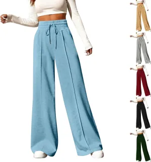 Womens Wide Leg Sweatpants Baggy Lounge Pants with Pockets Casual Comfy Drawstring High Waisted Fleece Joggers