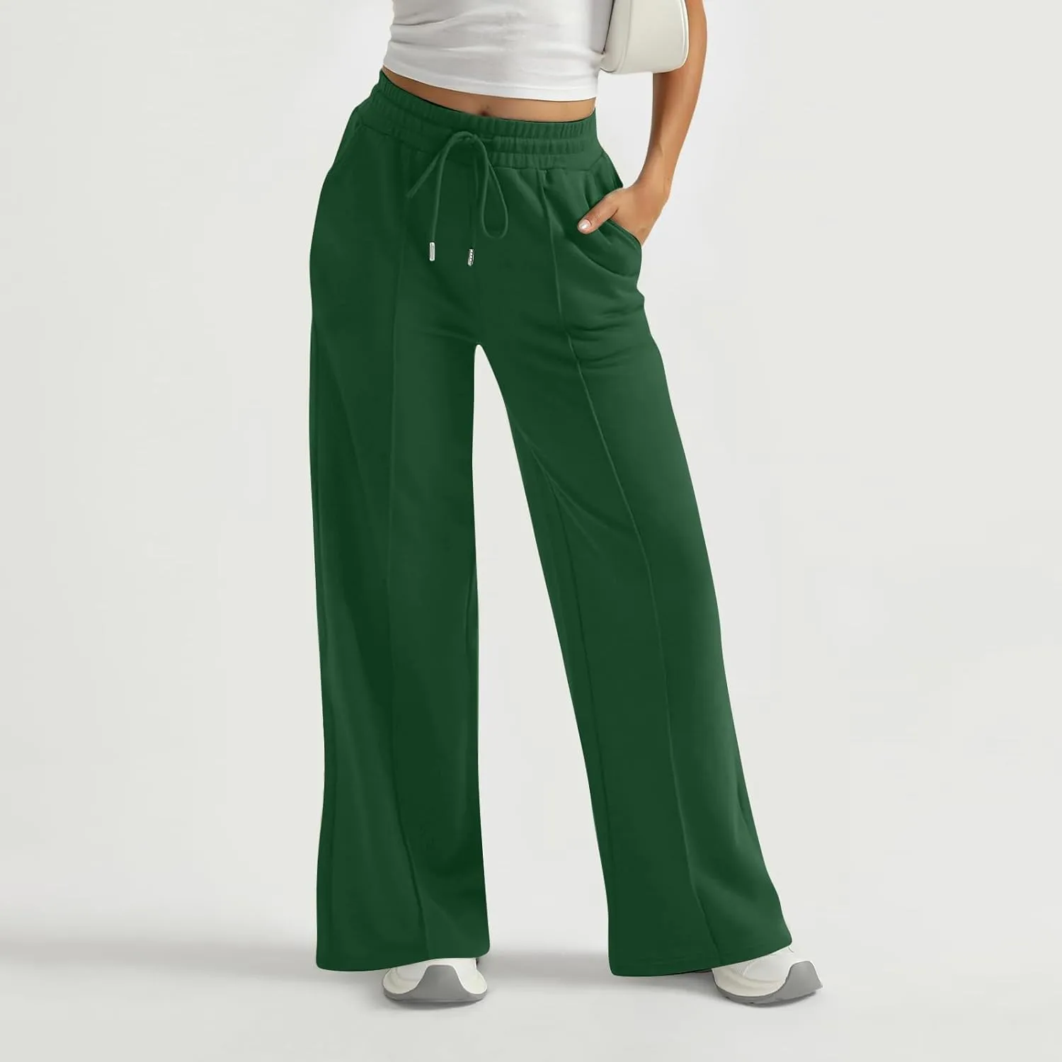 Womens Wide Leg Sweatpants Casual Drawstring High Waisted Flared Sweatpants Baggy Lightweight Joggers with Pockets