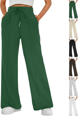 Womens Wide Leg Sweatpants Casual Drawstring High Waisted Flared Sweatpants Baggy Lightweight Joggers with Pockets