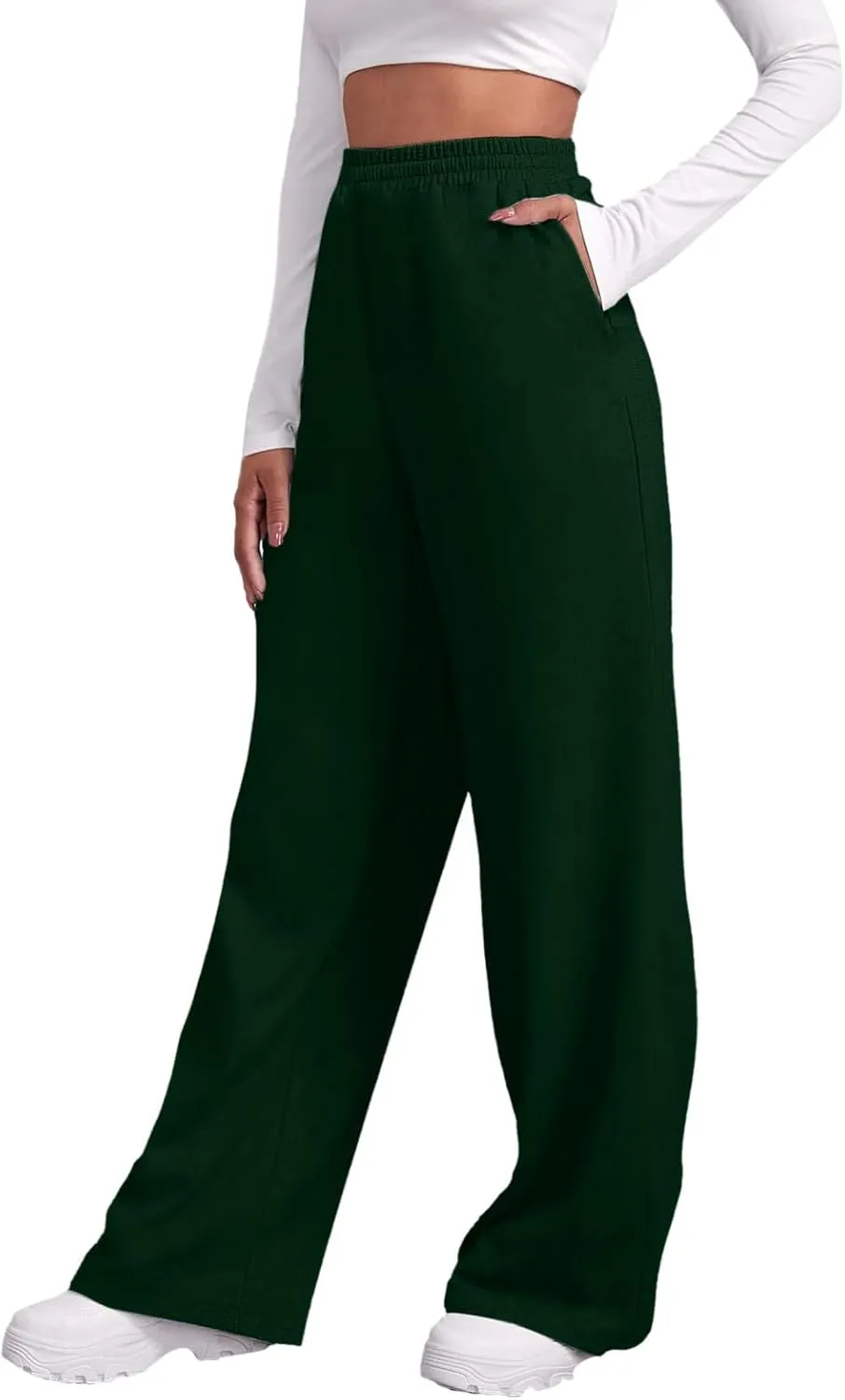 Women's Wide Leg Sweatpants Fleece Lined Pants Baggy Straight Leg Lounge Pants Fall Outfits Athletic Joggers Pants