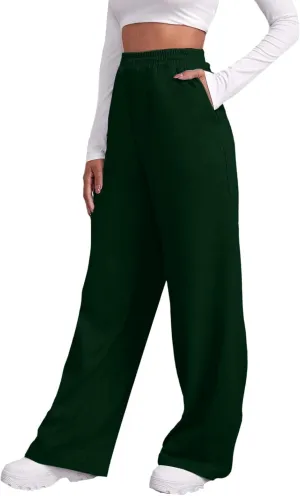 Women's Wide Leg Sweatpants Fleece Lined Pants Baggy Straight Leg Lounge Pants Fall Outfits Athletic Joggers Pants