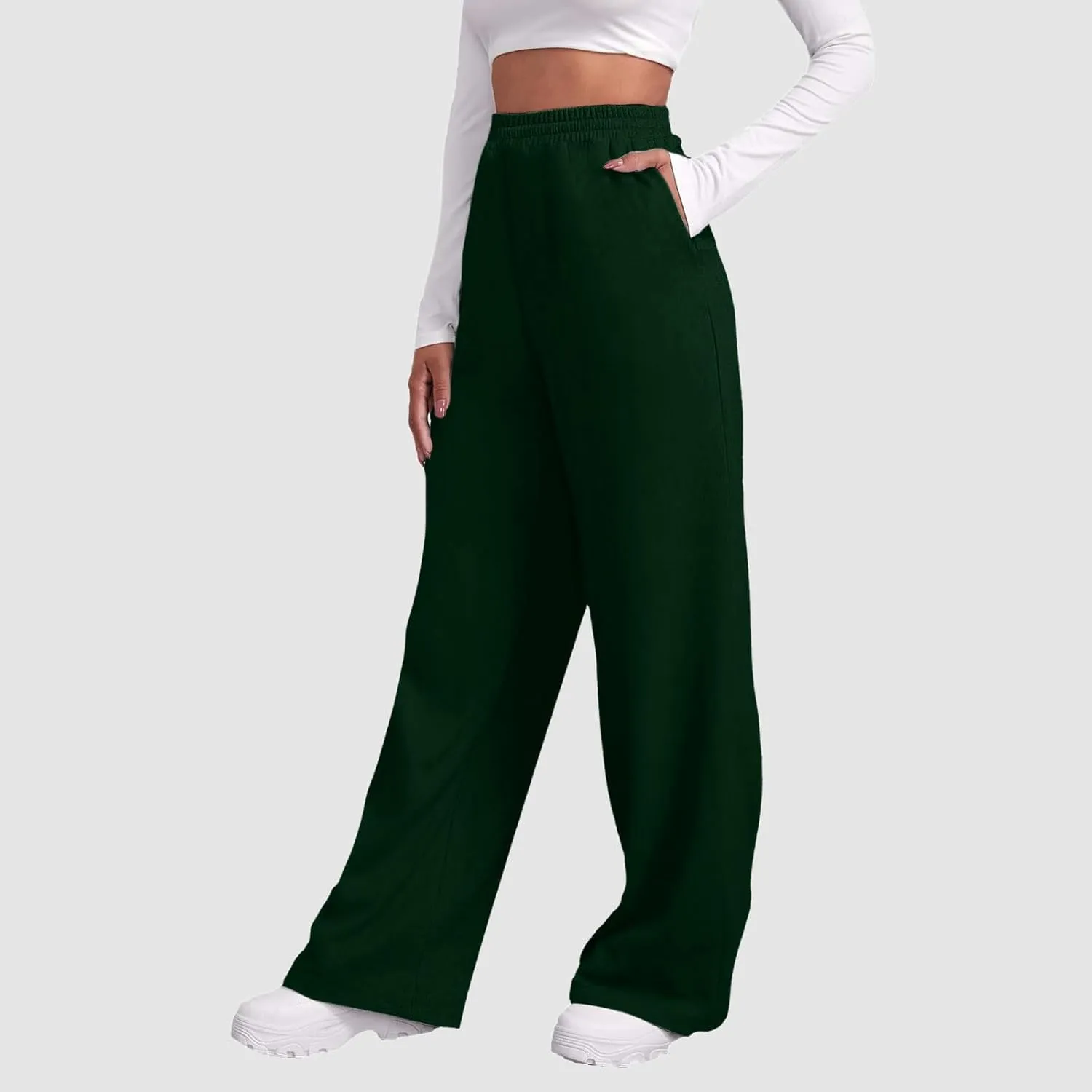 Women's Wide Leg Sweatpants Fleece Lined Pants Baggy Straight Leg Lounge Pants Fall Outfits Athletic Joggers Pants