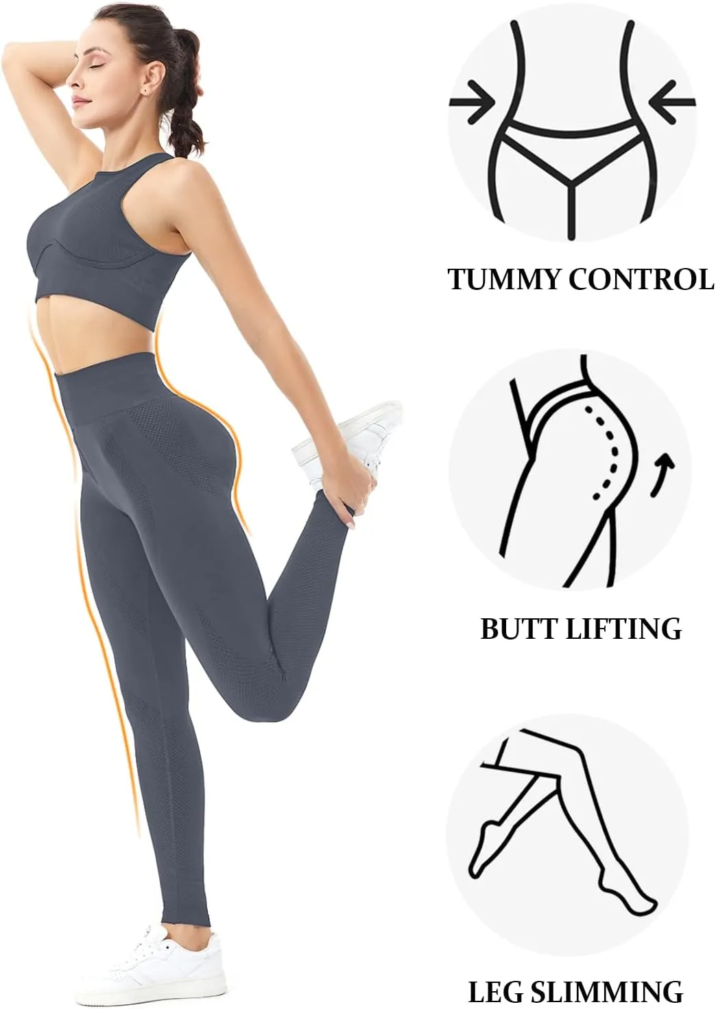 Workout Leggings for Women, Butt Lifting Scrunch Leggings Seamless Tummy Control Yoga Pants High Waist Activewear