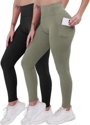 Workout Leggings with Pockets for Women Buttery Soft Elastic Compression Leggings High Waist Running Yoga Pants