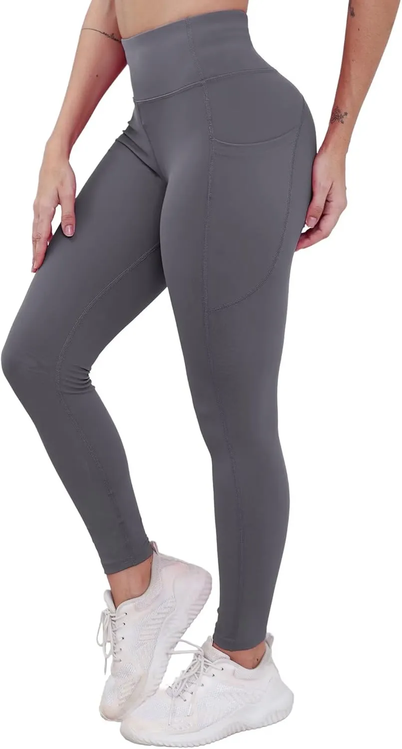 Workout Leggings with Pockets for Women Buttery Soft Elastic Compression Leggings High Waist Running Yoga Pants