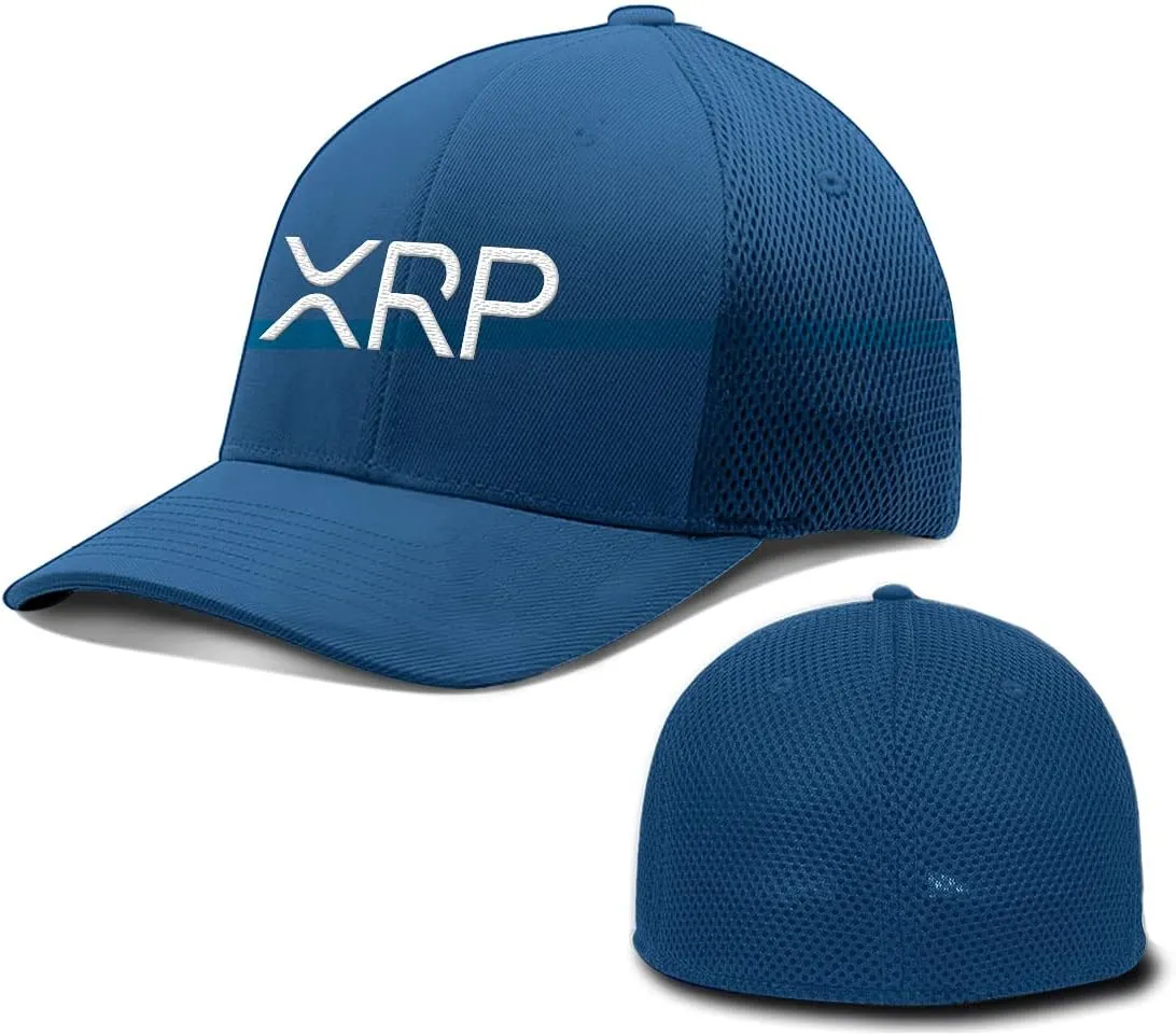 XRP Hat Fitted Flexfit Hats Crypto Baseball Cap for Mens & Womens Ultrafibre Breathable Mesh Side for Casual Wear
