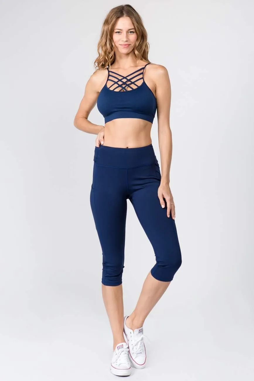 YELETE Women's Jogging Pants High Waist Lattice Ankle Cutout Workout Leggings with Pockets