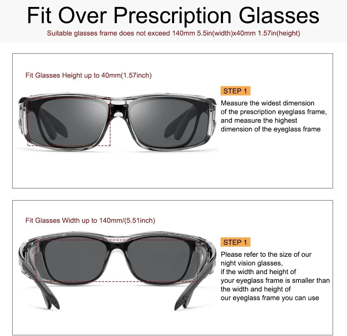 YIMI Wrap Around Fashion Sunglasses Polarized Lens Wear Over Prescription Glasses Fit Over Regular Eyeglasses UV Protection