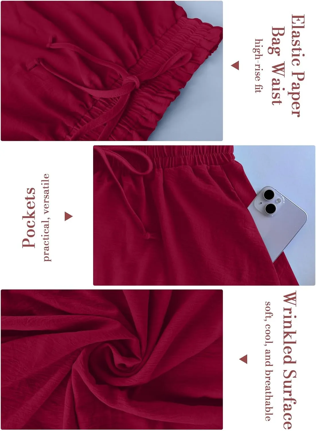 Yincro Women's Summer High Waisted Midi Skirt Elastic Waistband A-Line Skirt with Pockets