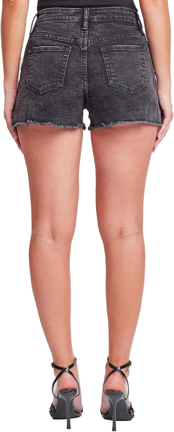 YMI Women's Dream High Rise Shorts with Frayed Hem