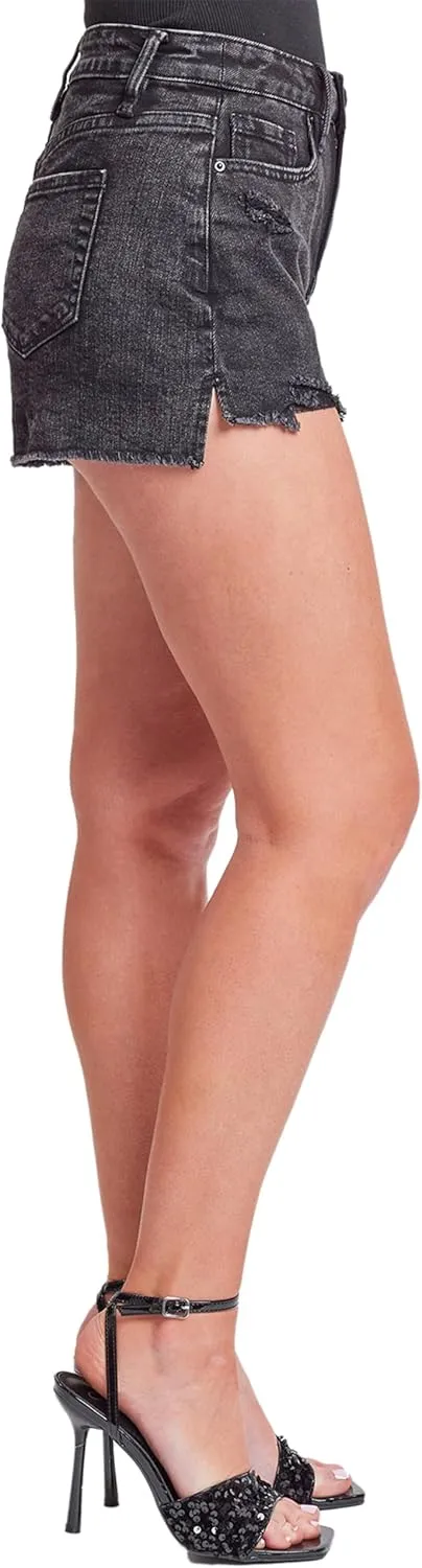 YMI Women's Dream High Rise Shorts with Frayed Hem