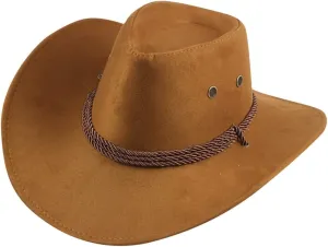 YOLAI Adult Western Suede Hat Wide Brim Cowboy Hat for Women with Fashion Fel𝐭 Western Classic Outfit for