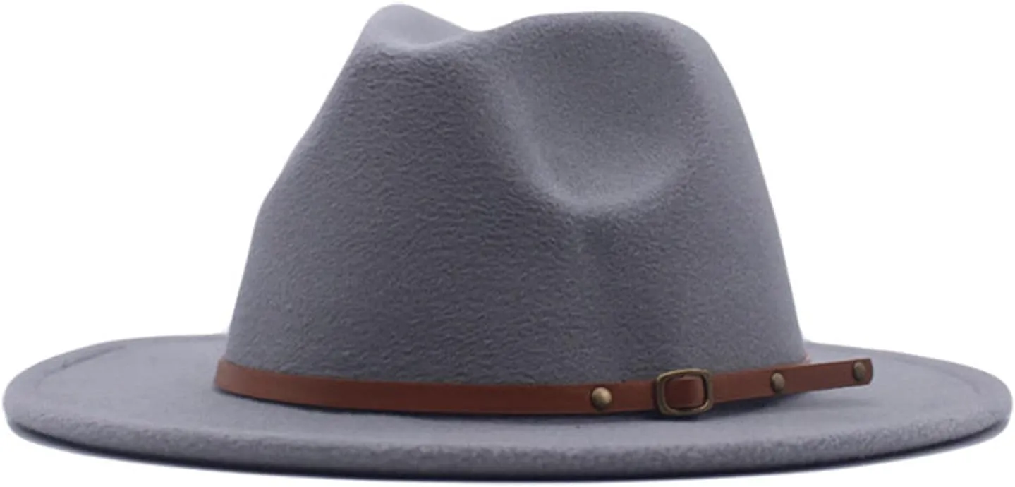 YOLAI Big Brim Panama Fedora Hat - Suede, Large, Men's & Women's Rancher Hat