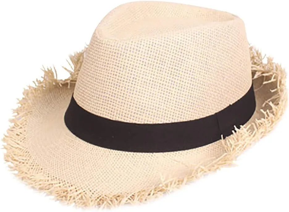 YOLAI Mens Fedora Hats with Short Brim Stra𝐰 Fedora Sun Hats for Men Women Summer Sun Hats with Adjustable Strap