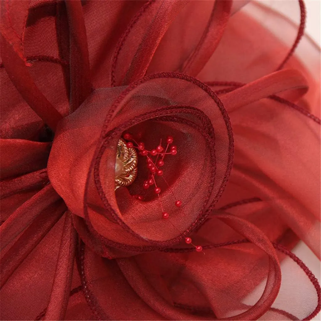 YOLAI Womens Hats Wide Brim Tea Party Hat Girls Organza Church Hats Wedding Fascinator Hats for Women