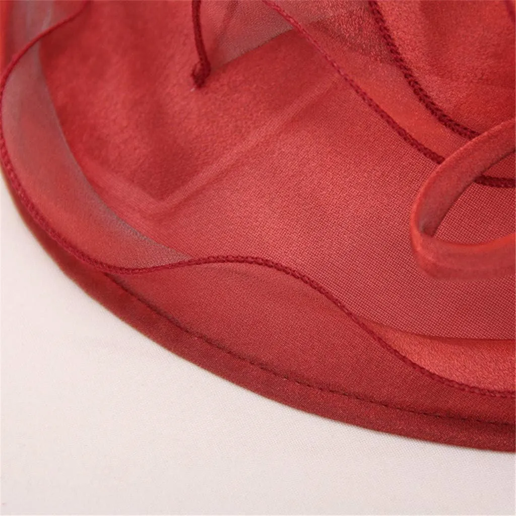 YOLAI Womens Hats Wide Brim Tea Party Hat Girls Organza Church Hats Wedding Fascinator Hats for Women