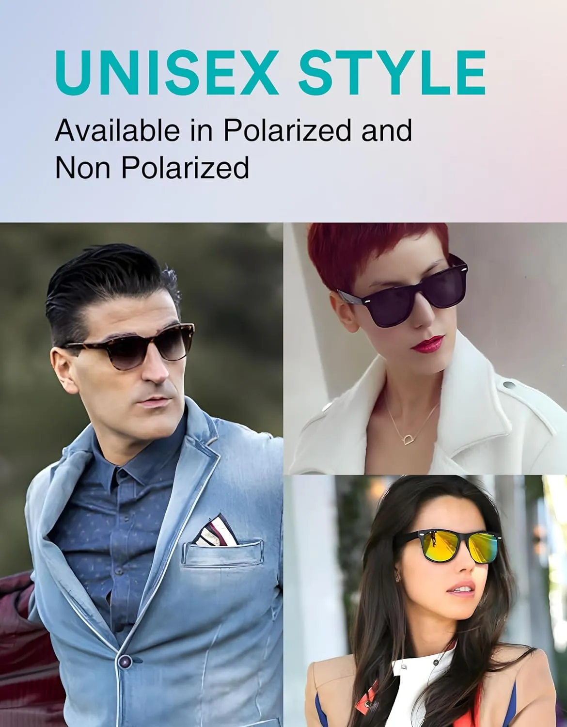 zeroUV - Classic Colored Mirror Lens Square Horn Rimmed Sunglasses for Men Women