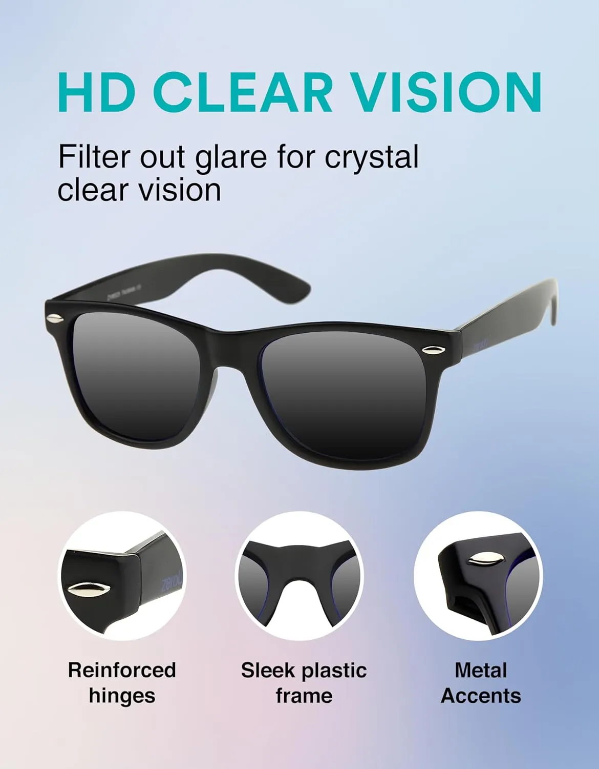 zeroUV - Classic Colored Mirror Lens Square Horn Rimmed Sunglasses for Men Women