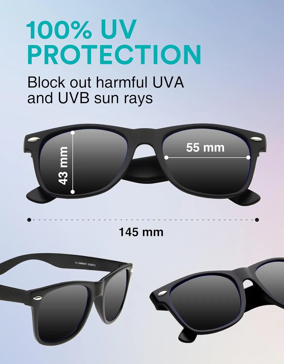 zeroUV - Classic Colored Mirror Lens Square Horn Rimmed Sunglasses for Men Women