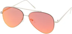 zeroUV Mirrored Oversized Aviator Sunglasses for Women with Flat Mirror Lens 58mm