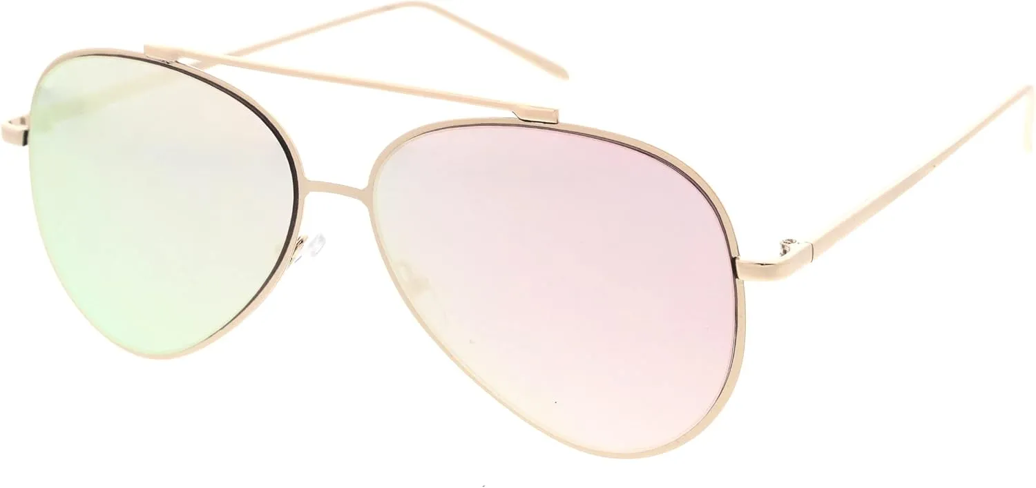 zeroUV Mirrored Oversized Aviator Sunglasses for Women with Flat Mirror Lens 58mm