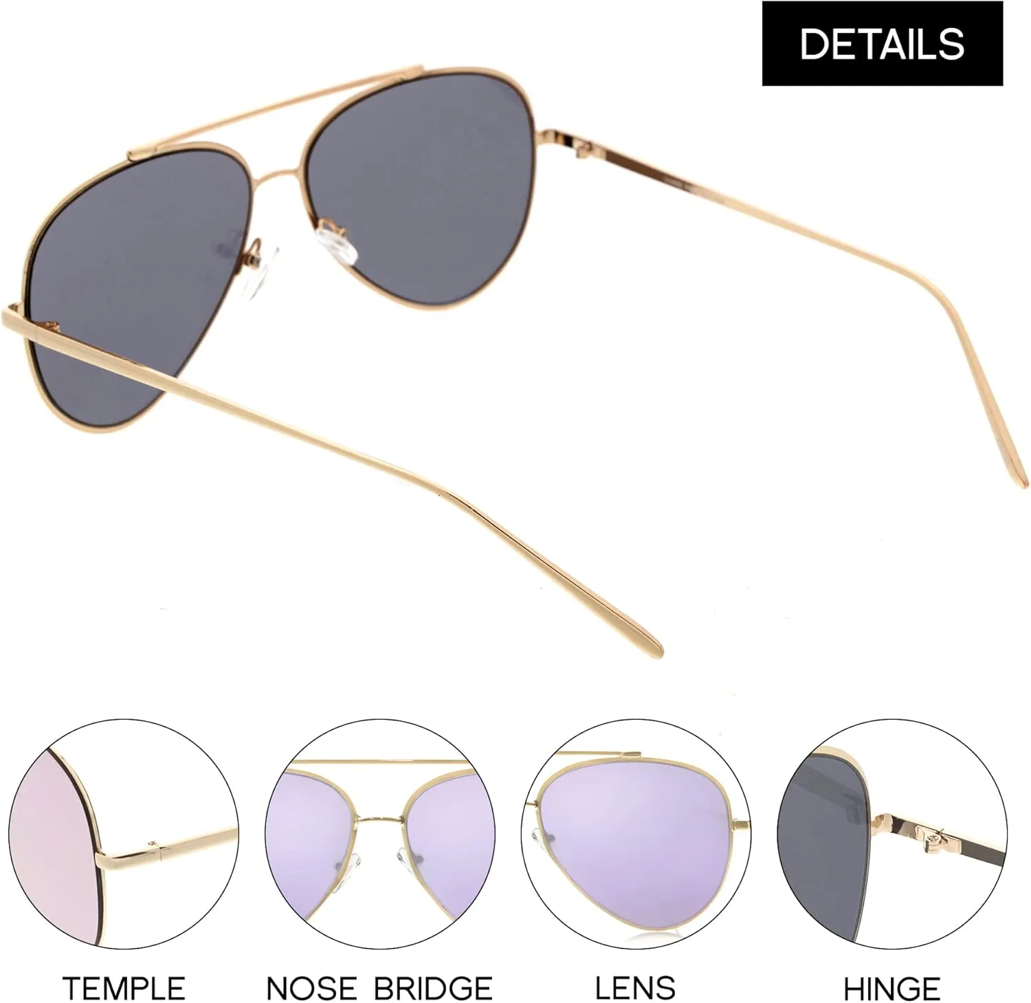 zeroUV Mirrored Oversized Aviator Sunglasses for Women with Flat Mirror Lens 58mm