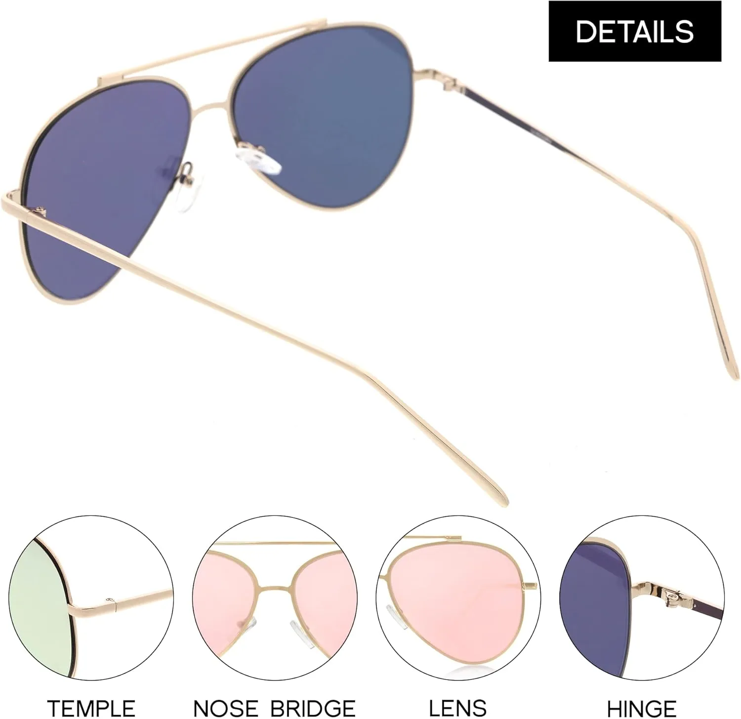 zeroUV Mirrored Oversized Aviator Sunglasses for Women with Flat Mirror Lens 58mm