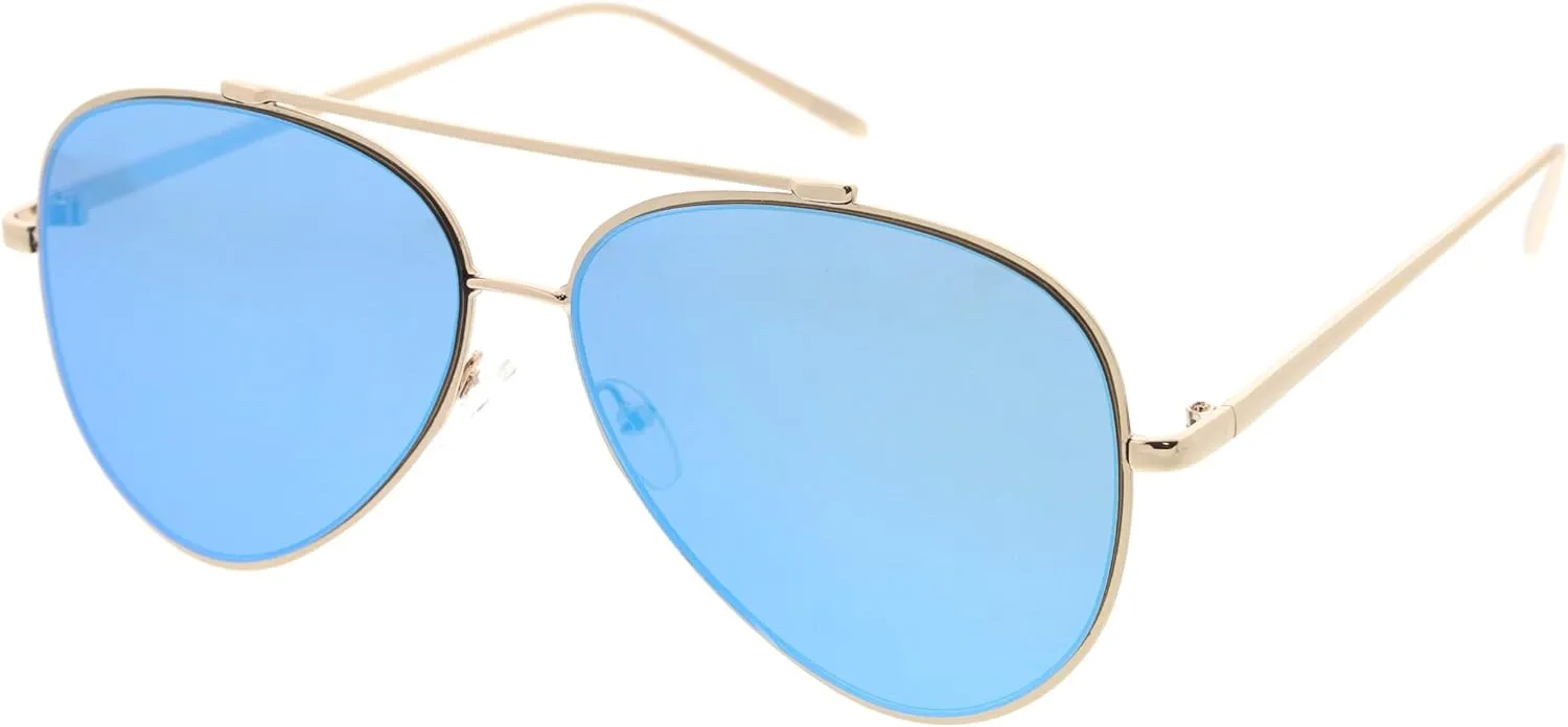 zeroUV Mirrored Oversized Aviator Sunglasses for Women with Flat Mirror Lens 58mm