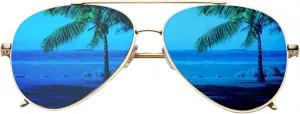 zeroUV Mirrored Oversized Aviator Sunglasses for Women with Flat Mirror Lens 58mm