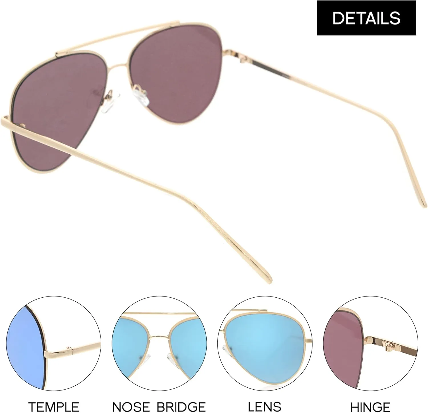 zeroUV Mirrored Oversized Aviator Sunglasses for Women with Flat Mirror Lens 58mm