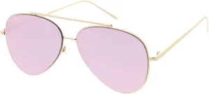 zeroUV Mirrored Oversized Aviator Sunglasses for Women with Flat Mirror Lens 58mm