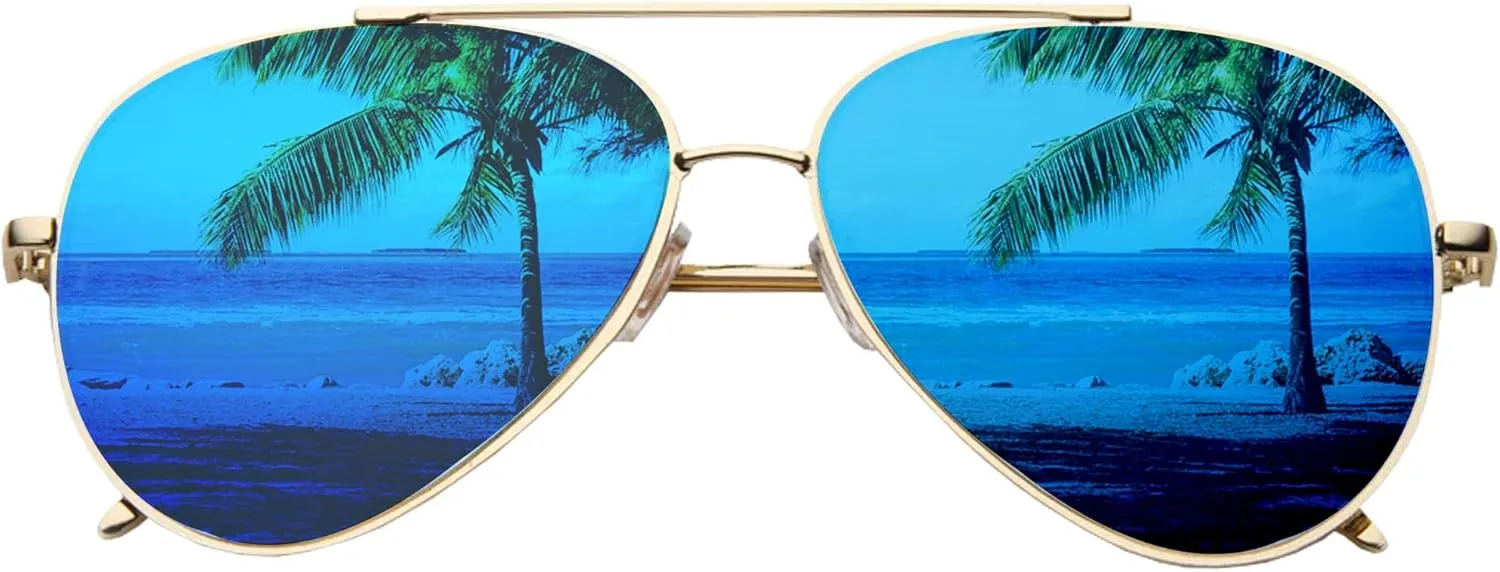 zeroUV Mirrored Oversized Aviator Sunglasses for Women with Flat Mirror Lens 58mm
