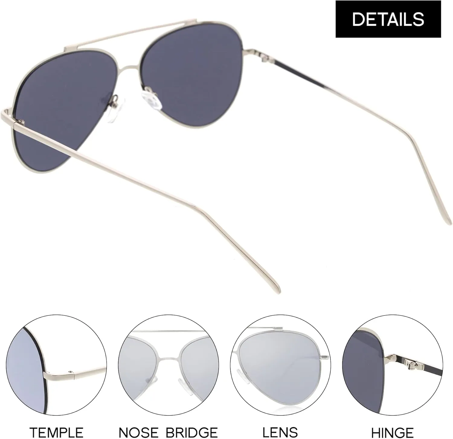 zeroUV Mirrored Oversized Aviator Sunglasses for Women with Flat Mirror Lens 58mm