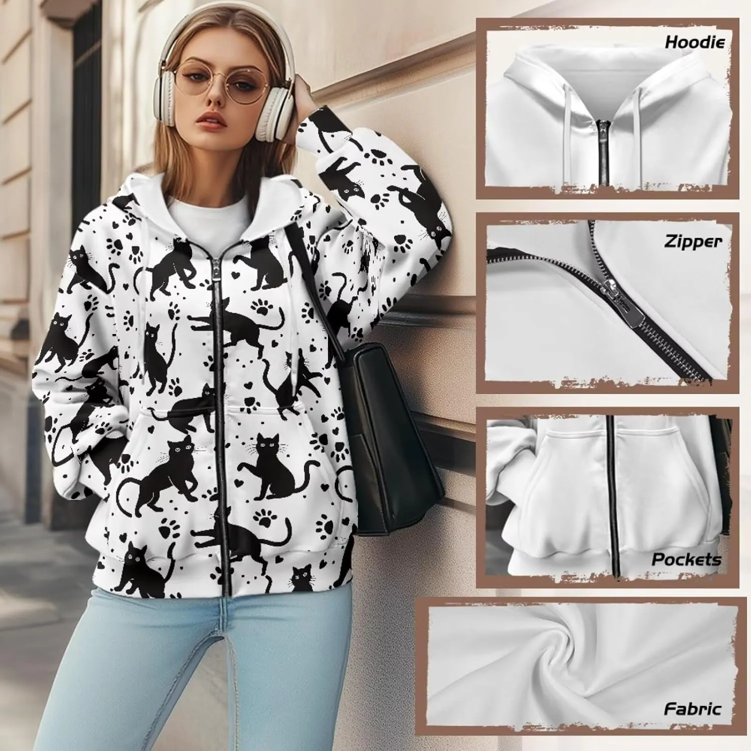Zipper Hoodies for Women Oversized Sweatshirt with Pockets Sweater Hooded Sweatshirt Fall Clothes Activewear